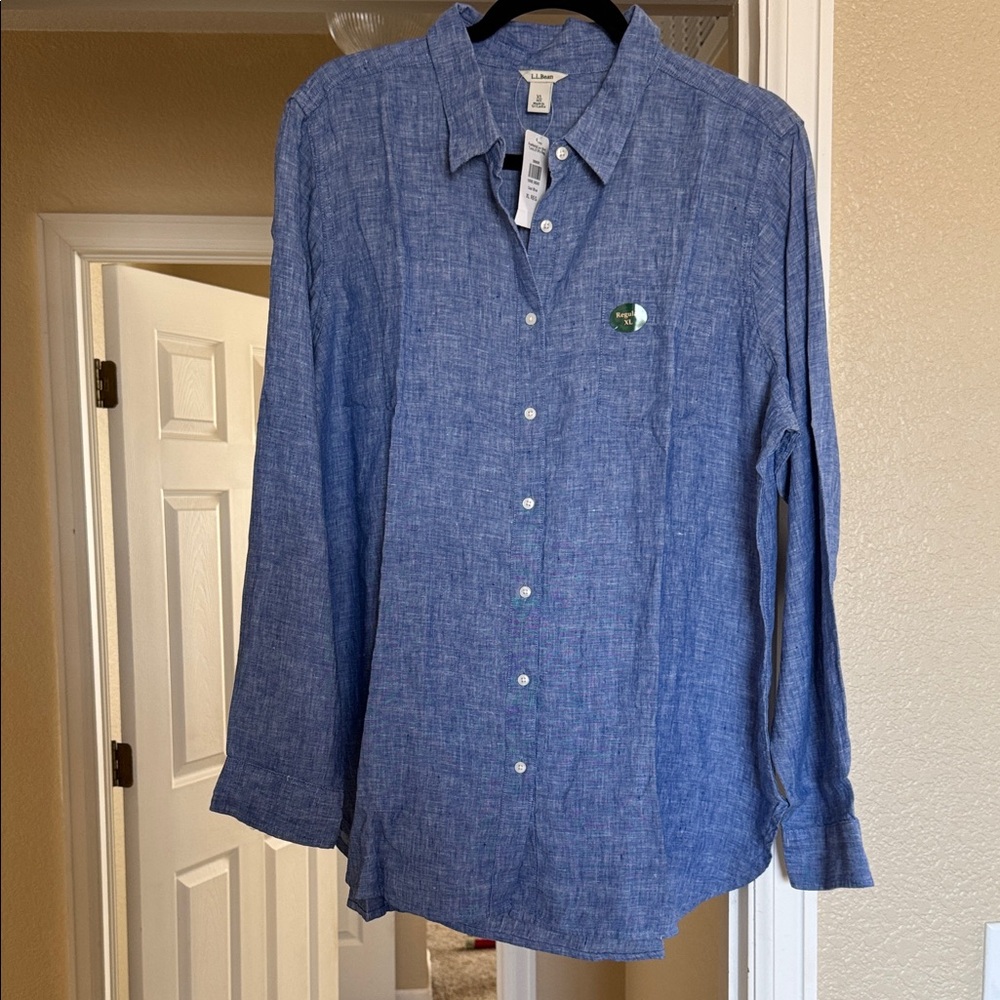 Women’s “Cool Blue” Linen Button-Up Shirt